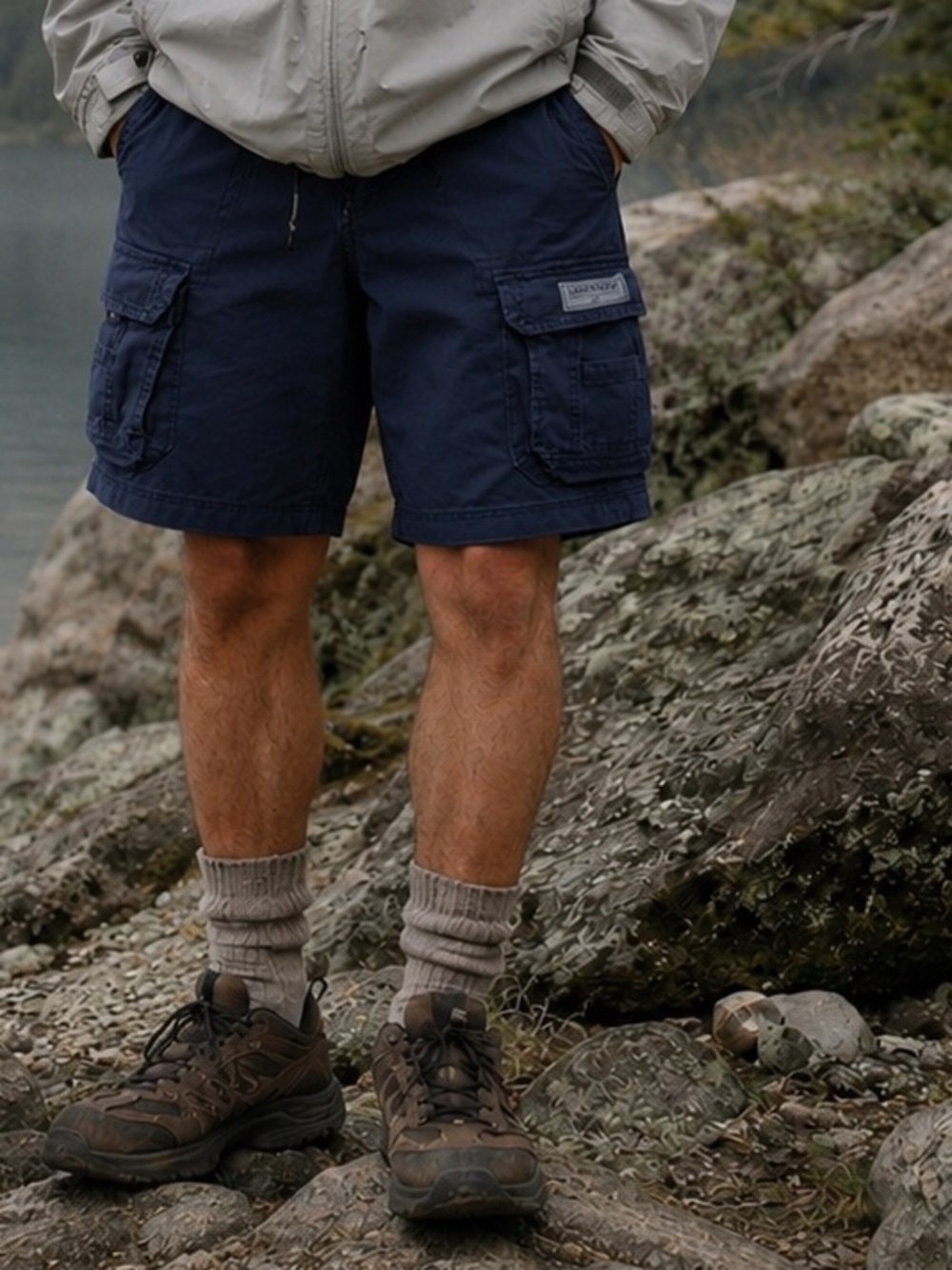 Union Bay Men's Cargo Utility Gorpcore Safari Casual Shorts Navy Blue Size 36